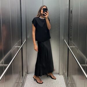 Zara Satin Midi Skirt